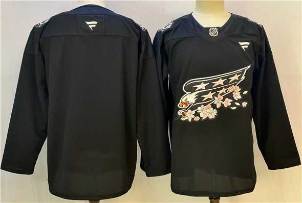Mens Washington Capitals Blank Black Cherry Blossom Stitched Jersey
